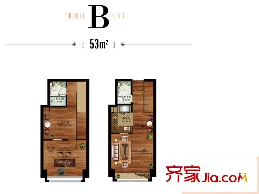 中海八里平方米 學(xué)府央墅公寓1、9、10號樓標(biāo)準(zhǔn)層B戶型 2室2廳2衛(wèi)1廚