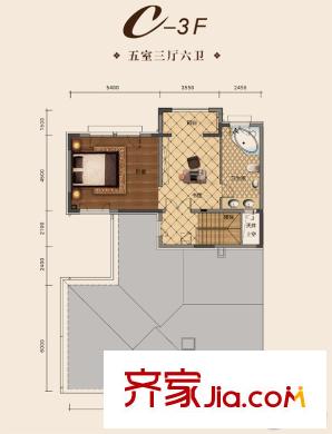 松江水岸唐寧別墅9-10、15-18號樓C戶型3層戶型圖 5室3廳6衛(wèi)1廚
