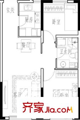 中海學(xué)府公館一期公寓標(biāo)準(zhǔn)層77平方米戶型 2室1廳1衛(wèi)1廚