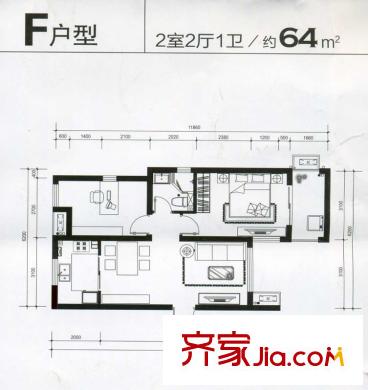 東郊小鎮(zhèn)別墅戶型圖戶型圖 2室 2室2廳1衛(wèi)1廚