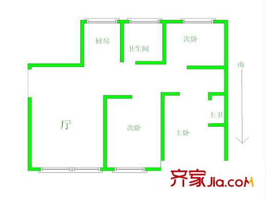 外港新村戶型圖戶型圖 3室 3室1廳2衛(wèi)1廚
