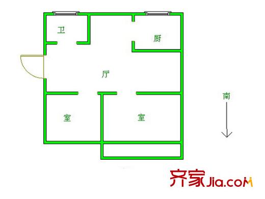 明珠園花園戶型圖戶型圖 2室 2室1廳1衛(wèi)1廚