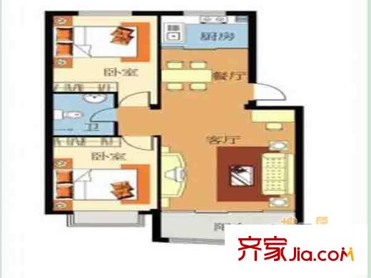 美林苑戶型圖戶型圖 2室 2室2廳1衛(wèi)1廚