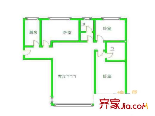 金輪第一居戶型圖戶型圖 3室 3室1廳2衛(wèi)1廚
