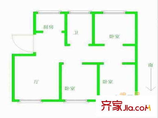 金輪第一居戶型圖戶型圖 3室 3室2廳1衛(wèi)1廚