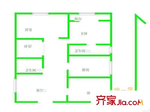 金輪第一居戶型圖戶型圖 3室 3室1廳2衛(wèi)1廚