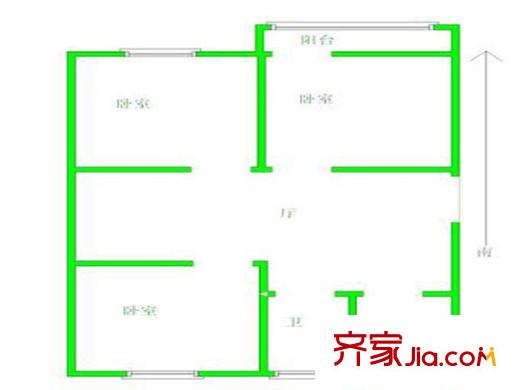 ?；ㄔ窇粜蛨D戶型圖 3室 3室1廳1衛(wèi)1廚