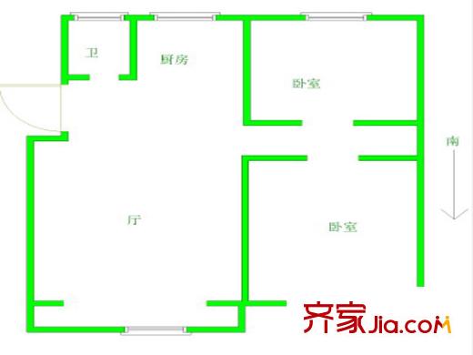 ?；ㄔ窇粜蛨D戶型圖 2室 2室1廳1衛(wèi)1廚