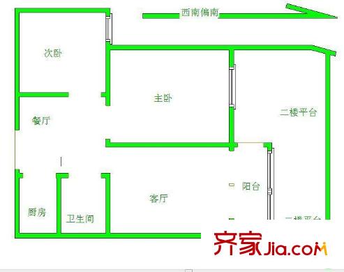 融僑中央花園二期戶型圖戶型圖 2室 2室1廳1衛(wèi)1廚