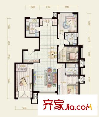 億城堂庭三期高層標(biāo)準(zhǔn)層S戶型 4室2廳2衛(wèi)1廚