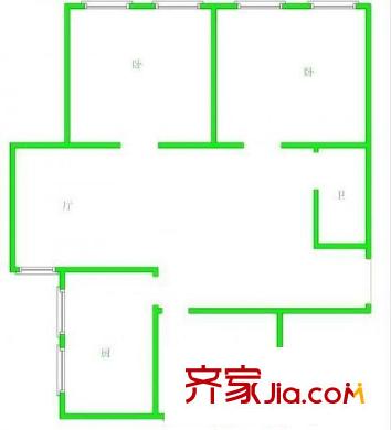 仲景公寓戶型圖戶型圖 3室 3室2廳1衛(wèi)1廚