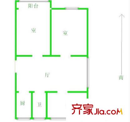 仲景公寓戶型圖戶型圖 3室 3室1廳1衛(wèi)1廚