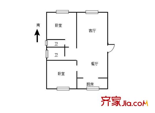 湖畔水竹苑戶型圖戶型圖 2室 2室1廳2衛(wèi)1廚