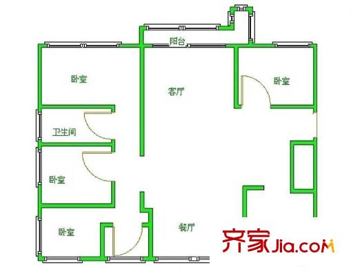 鳳凰港藍寶灣花園戶型圖戶型圖 4室 4室2廳2衛(wèi)1廚