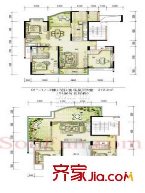 鳳凰港藍寶灣花園戶型圖戶型圖 5室 5室3廳3衛(wèi)1廚