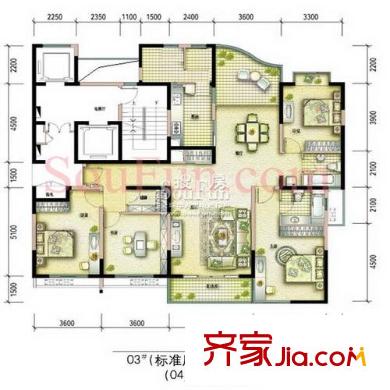 鳳凰港藍寶灣花園戶型圖戶型圖 4室 4室2廳2衛(wèi)1廚