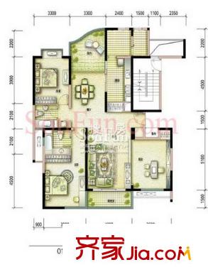 鳳凰港藍寶灣花園戶型圖戶型圖 3室 3室2廳2衛(wèi)1廚