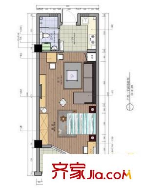 中浩學(xué)府風(fēng)景戶型圖戶型A 1室1廳1衛(wèi)1廚