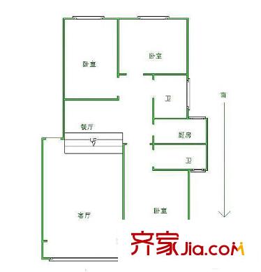 潭橋公寓戶型圖戶型圖 3室 3室2廳1衛(wèi)2廚