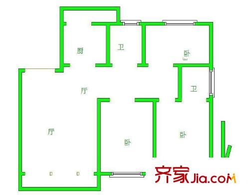 天都芳庭戶型圖戶型圖 3室 3室2廳2衛(wèi)1廚
