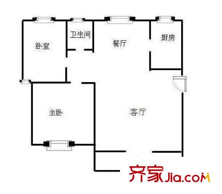 勝泰新寓戶型圖戶型圖 2室 2室1廳1衛(wèi)1廚