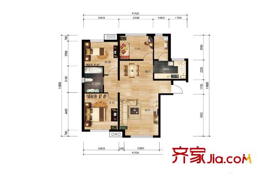 象博豪庭四期高層15號樓標準層116平米戶型 3室2廳1衛(wèi)1廚