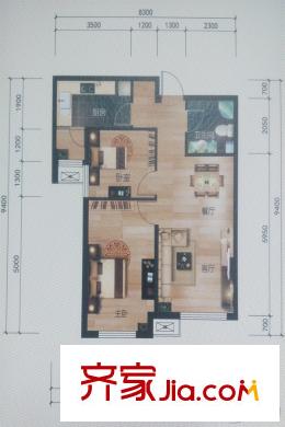 象博豪庭五期高層8號樓標準層C戶型 2室2廳1衛(wèi)1廚