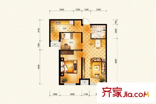 象博豪庭三期高層1號(hào)樓標(biāo)準(zhǔn)層C戶型 2室2廳1衛(wèi)1廚