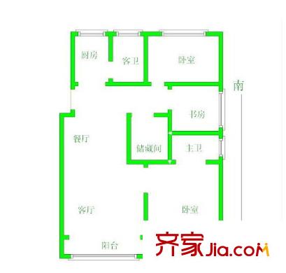 左岸名苑戶型圖戶型圖 3室 3室2廳2衛(wèi)1廚