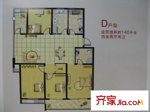 金東城雅居戶型圖戶型圖 4室 4室2廳2衛(wèi)1廚