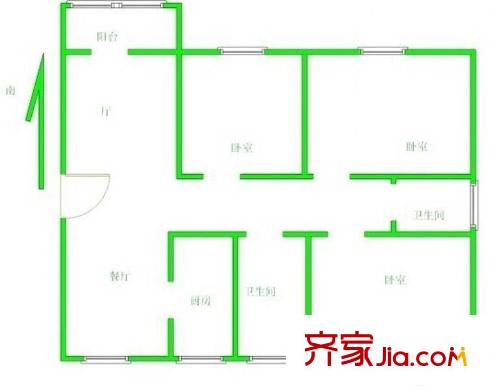 百家湖花園羅馬城戶型圖戶型圖 3室 3室2廳2衛(wèi)1廚