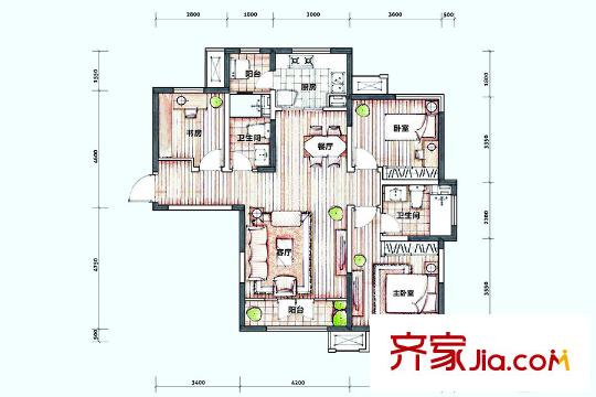 新梅江錦秀里高層5、6、8、9標(biāo)準(zhǔn)層C-03戶型 3室2廳2衛(wèi)1廚