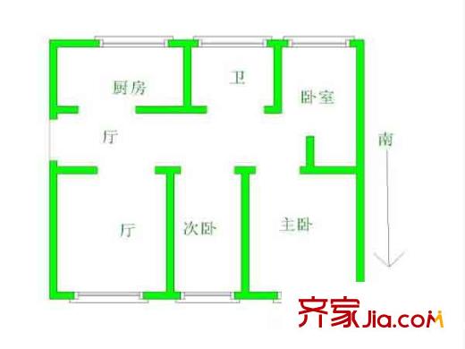 金發(fā)公寓戶型圖戶型圖 2室2廳1衛(wèi)1廚