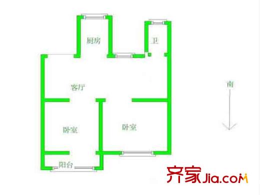 金發(fā)公寓戶型圖戶型圖 2室 2室1廳1衛(wèi)1廚