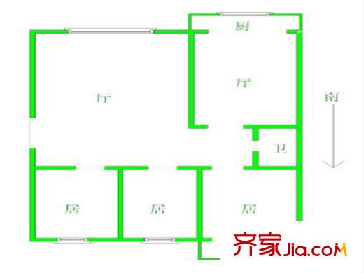 金發(fā)公寓戶型圖戶型圖 3室 3室2廳1衛(wèi)1廚