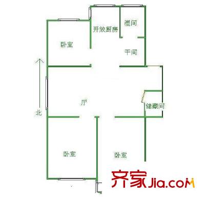 茶花里小區(qū)戶型圖戶型圖 3室 3室1廳1衛(wèi)1廚