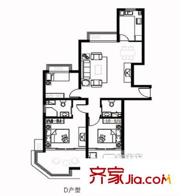 紫鑫國際城戶型圖戶型圖 3室 