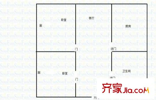 金盛公寓戶型圖戶型圖 2室 2室1廳1衛(wèi)1廚