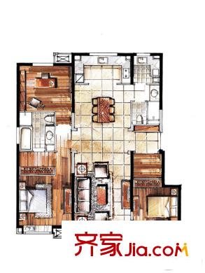 萬科新梅江柏翠園一期2#、3#、6#、14#樓標準層155平戶型 3室2廳2衛(wèi)1廚