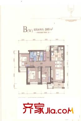 惠靈頓國際社區(qū)高層B戶型 3室2廳2衛(wèi)1廚