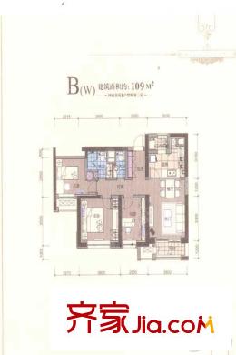 惠靈頓國際社區(qū)三期高層B戶型 3室2廳2衛(wèi)1廚