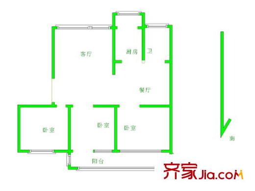 雙贏花園戶型圖戶型圖 3室 3室2廳1衛(wèi)1廚