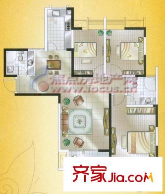歐洲城戶型圖戶型圖 3室 3室1廳1衛(wèi)1廚