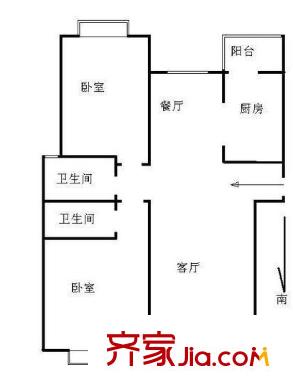 宇業(yè)東方紅郡戶型圖戶型圖 2室 2室2廳1衛(wèi)2廚