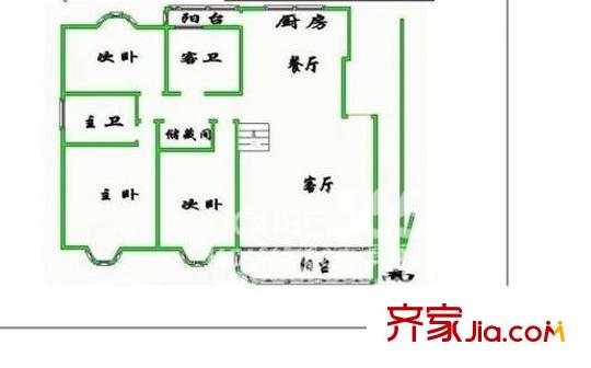 愛濤漪水園戶型圖戶型圖 3室 3室2廳2衛(wèi)1廚
