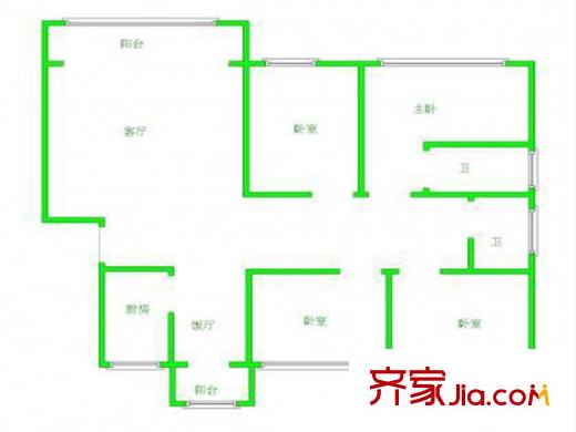 愛濤漪水園戶型圖戶型圖 4室 4室3廳2衛(wèi)