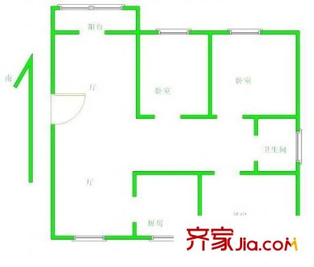 愛濤漪水園戶型圖戶型圖 3室 3室2廳1衛(wèi)2廚