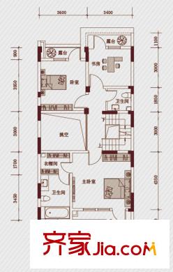 復(fù)地溫莎堡聯(lián)排C戶型二層戶型圖 6室2廳5衛(wèi)1廚