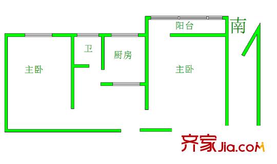 長虹路住宅戶型圖戶型圖 2室 2室1廳1衛(wèi)1廚