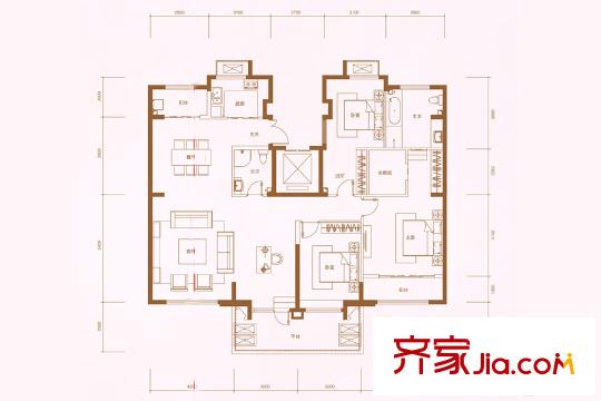 桃源觀邸洋房標(biāo)準(zhǔn)層A1戶型 3室2廳2衛(wèi)1廚